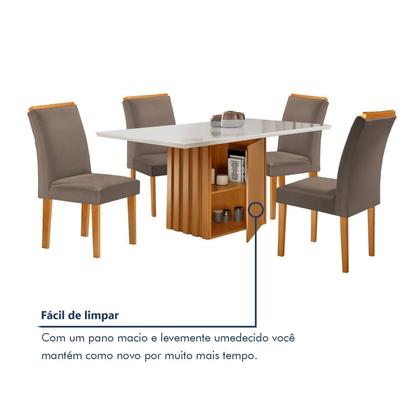 Imagem de Conjunto Mesa Elis 120cm X 90cm com 4 Cadeiras Luisa Tampo Slim Plus com Vidro