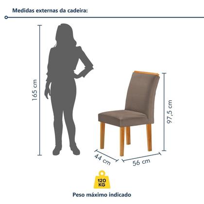 Imagem de Conjunto Mesa Elis 120cm X 90cm com 4 Cadeiras Luisa Tampo Slim Plus com Vidro