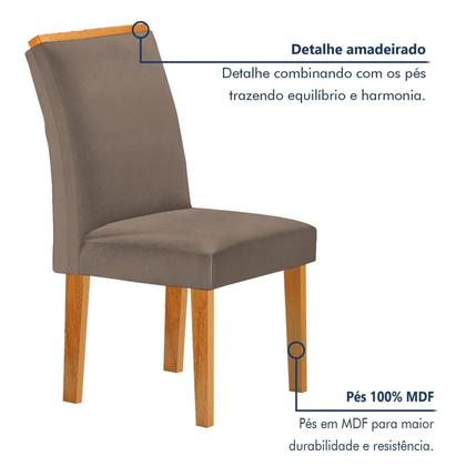 Imagem de Conjunto Mesa Elis 120cm X 90cm com 4 Cadeiras Luisa Tampo Slim Plus com Vidro