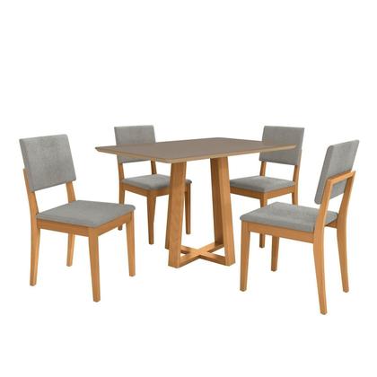 Imagem de Conjunto Mesa Elma com 4 Cadeiras Madeira Maciça