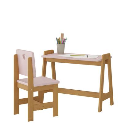 Conjunto Mesa Escrivaninha + 1 Cadeira Infantil Sofia Madeira de Pinus / Mdf - Empório Paraíso Imagem de Conjunto Mesa Escrivaninha + 1 Cadeira Infantil Sofia Madeira de Pinus / Mdf