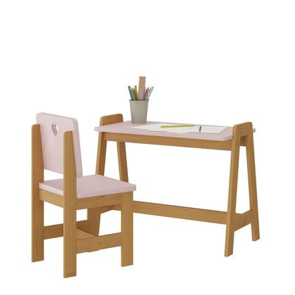 Imagem de Conjunto Mesa Escrivaninha + 1 Cadeira Infantil Sofia Madeira Maciça / Mdf