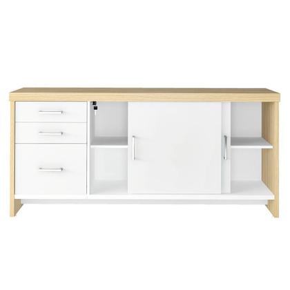 Imagem de Conjunto Mesa Executiva e Balcão Watford Carvalho Branco