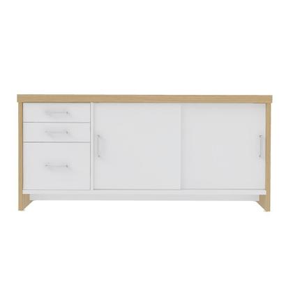 Imagem de Conjunto Mesa Executiva e Balcão Watford Carvalho Branco