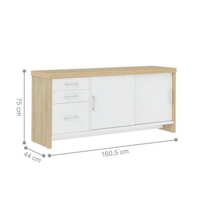 Imagem de Conjunto Mesa Executiva e Balcão Watford Carvalho Branco