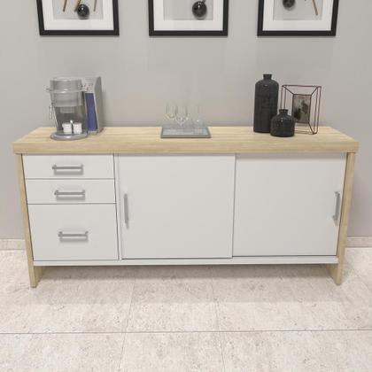 Imagem de Conjunto Mesa Executiva e Balcão Watford Carvalho Branco