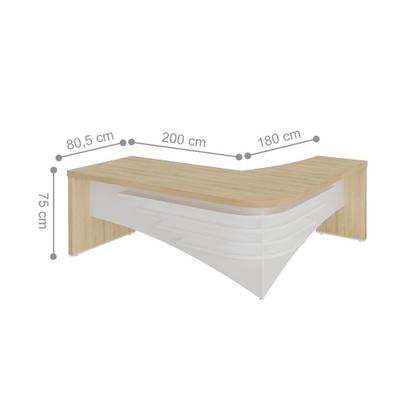 Imagem de Conjunto Mesa Executiva e Balcão Watford Carvalho Branco
