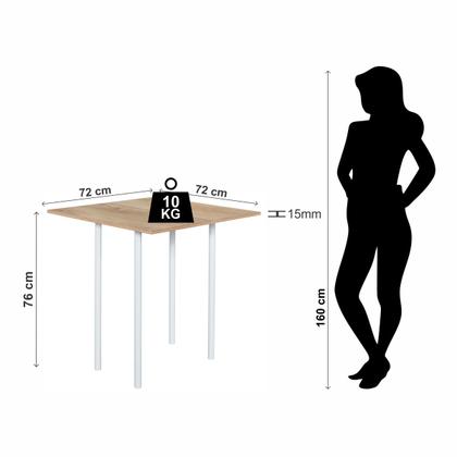 Imagem de Conjunto Mesa Expert Dobravel 4 Banquetas Tampo bp Carvalho 0,72m x 0,72m Tubo Branco - Ciplafe Cn