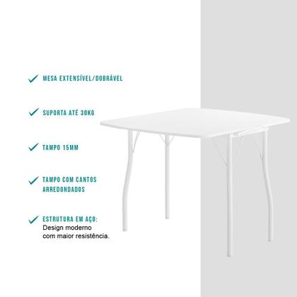 Imagem de Conjunto Mesa Extensível com 4 Banquetas Branco Carraro