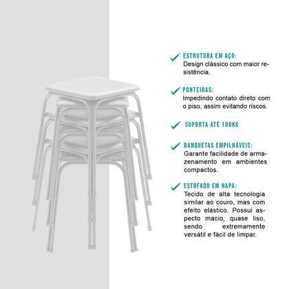 Imagem de Conjunto Mesa Extensível com 4 Banquetas Branco Carraro