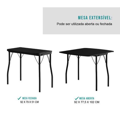 Imagem de Conjunto Mesa Extensível com 4 Banquetas Preto Carraro