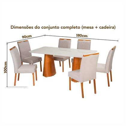 Conjunto Mesa Fortaleza com 6 Cadeiras em Madeira, Estofada e Bordada Liz Authentic Espresso Móveis Imagem de Conjunto Mesa Fortaleza com 6 Cadeiras em Madeira, Estofada e Bordada Liz Authentic Espresso Móveis