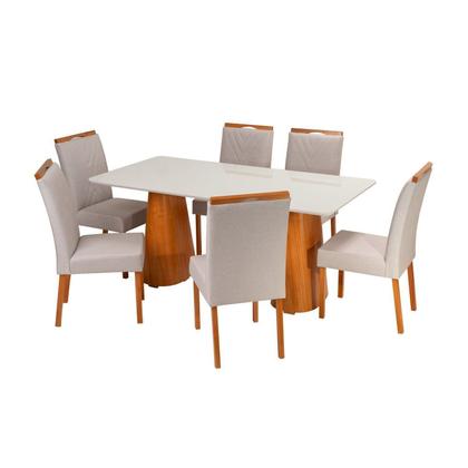 Conjunto Mesa Fortaleza com 6 Cadeiras em Madeira, Estofada e Bordada Liz Authentic Espresso Móveis Imagem de Conjunto Mesa Fortaleza com 6 Cadeiras em Madeira, Estofada e Bordada Liz Authentic Espresso Móveis
