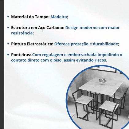 Imagem de Conjunto Mesa Imbuia 4 Cadeiras Pequena Estofado Industrial Dourado