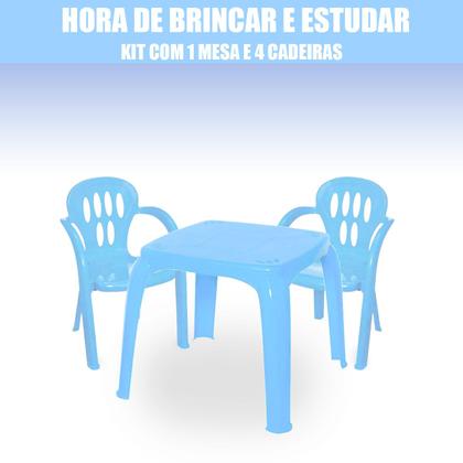Imagem de Conjunto Mesa Infantil Com 4 Cadeiras Atividades Alimentação Para Crianças