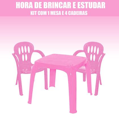 Imagem de Conjunto Mesa Infantil Com 4 Cadeiras Atividades Alimentação Para Crianças