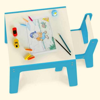 Imagem de Conjunto Mesa Infantil Em Madeira Com Cadeira Azul 991 Junges - 7897858319919