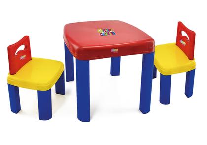 Imagem de Conjunto mesa infantil reforçada para atividades refeição brincadeira com 2 cadeiras simotoys