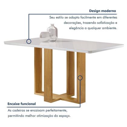 Imagem de Conjunto Mesa Isadora 120cmx90cm com 4 Cadeiras Carolina Tampo Smart Plus com Vidro