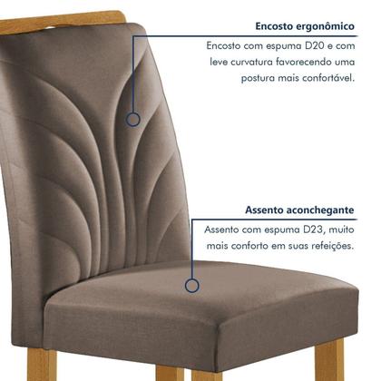 Imagem de Conjunto Mesa Isadora 120cmx90cm com 4 Cadeiras Carolina Tampo Smart Plus com Vidro