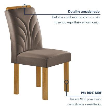 Imagem de Conjunto Mesa Isadora 120cmx90cm com 4 Cadeiras Carolina Tampo Smart Plus com Vidro
