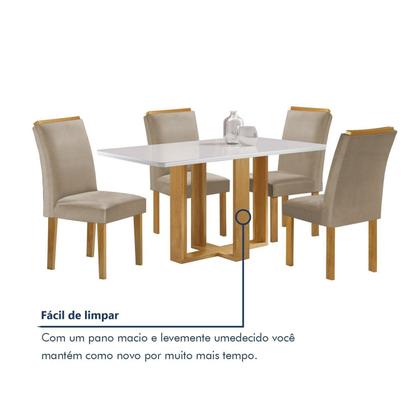 Imagem de Conjunto Mesa Isadora 120cmx90cm com 4 Cadeiras Luisa Tampo Smart Plus com Vidro