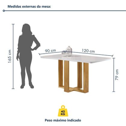 Imagem de Conjunto Mesa Isadora 120cmx90cm com 4 Cadeiras Luisa Tampo Smart Plus com Vidro