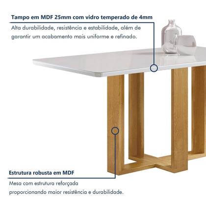 Imagem de Conjunto Mesa Isadora 120cmx90cm com 4 Cadeiras Luisa Tampo Smart Plus com Vidro