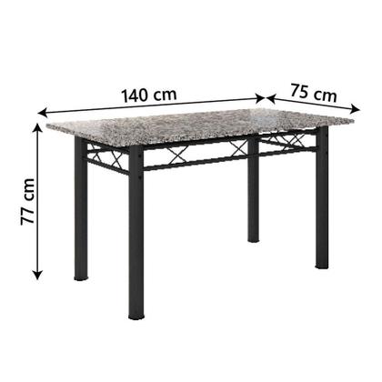 Imagem de Conjunto Mesa Itália 6 Cadeiras 1,40m Preto/Floral Granito
