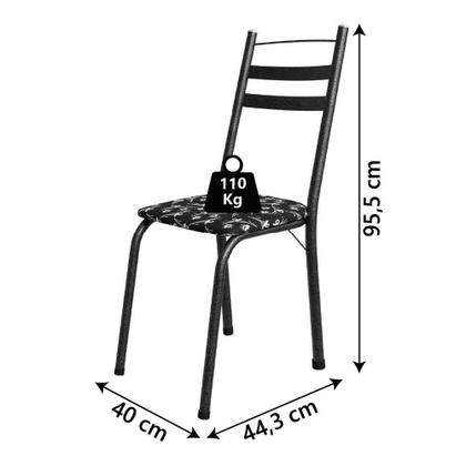 Imagem de Conjunto Mesa Itália 6 Cadeiras 1,40m Preto/Floral Granito