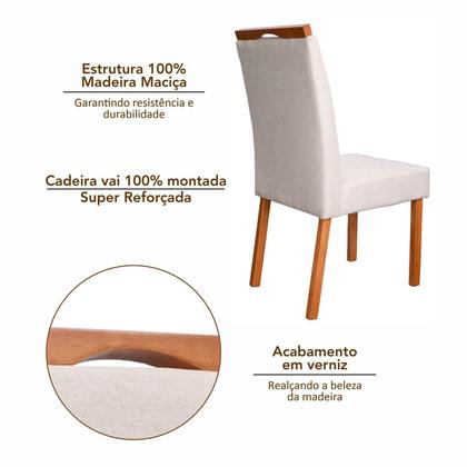 Imagem de Conjunto Mesa Itália com 4 Cadeiras Madeira Maciça e Estofada Bella Espresso Móveis