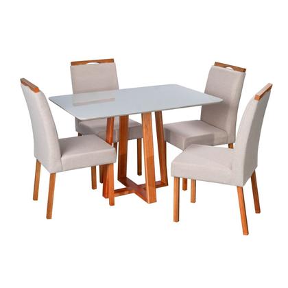 Imagem de Conjunto Mesa Itália com 4 Cadeiras Madeira Maciça e Estofada Bella Espresso Móveis