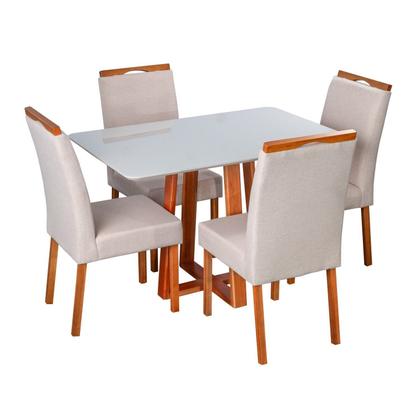 Imagem de Conjunto Mesa Itália com 4 Cadeiras Madeira Maciça e Estofada Bella Espresso Móveis
