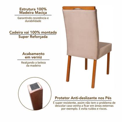 Imagem de Conjunto Mesa Itália com 4 Cadeiras Madeira Maciça e Estofada Bella Espresso Móveis