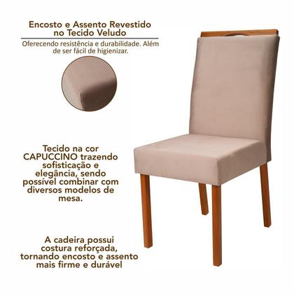 Imagem de Conjunto Mesa Itália com 4 Cadeiras Madeira Maciça e Estofada Bella Espresso Móveis