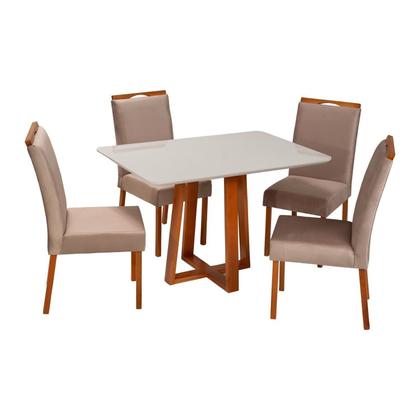 Imagem de Conjunto Mesa Itália com 4 Cadeiras Madeira Maciça e Estofada Bella Espresso Móveis