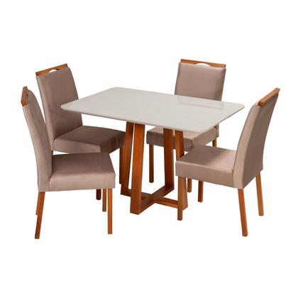Imagem de Conjunto Mesa Itália com 4 Cadeiras Madeira Maciça e Estofada Bella Espresso Móveis