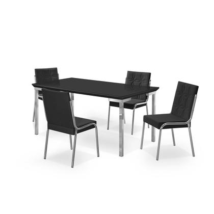 Imagem de Conjunto Mesa Iza 120x90cm Tampo MDF/Vidro 4 Cadeiras Natani