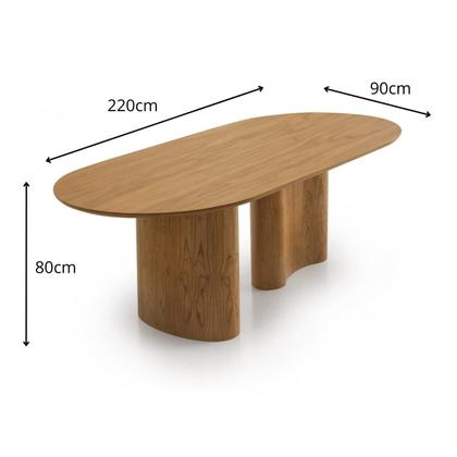 Imagem de Conjunto Mesa Jantar 220cm 8 Cadeiras Madeira Laminada Sala Área Gourmet Moderna Savana Organica cor:material sintético CARAMELO