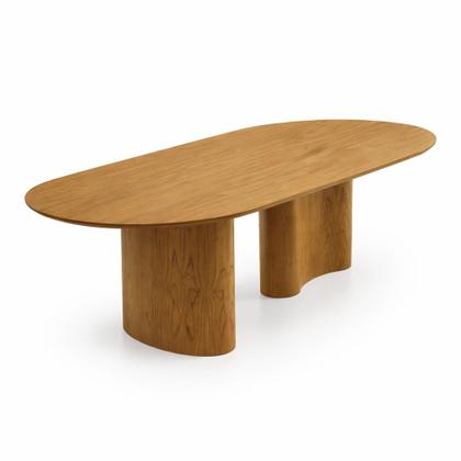 Imagem de Conjunto Mesa Jantar 220cm 8 Cadeiras Madeira Laminada Sala Área Gourmet Moderna Savana Organica cor:material sintético CARAMELO