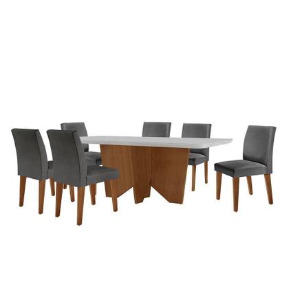 Imagem de Conjunto Mesa Jantar Evora 180cm 6 Cadeiras Grecia grafite