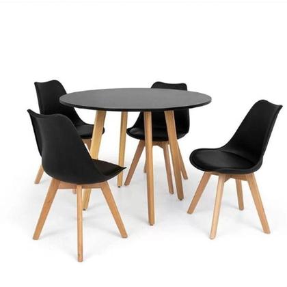 Imagem de Conjunto Mesa Jantar Leda 90Cm 4Cadeiras Leda Saarinen Preta