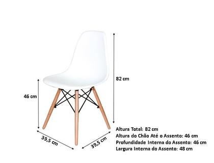 Imagem de Conjunto Mesa Jantar Quadrada Eiffel 90cm Preto Mdf + 4 cadeiras Charles Eames Brancas