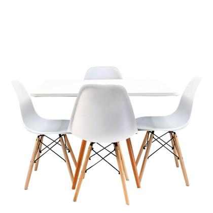 Imagem de Conjunto Mesa Jantar Quadrada  Moderna  Eiffel 80cm Branco Mdf  4 cadeiras Charles Eames