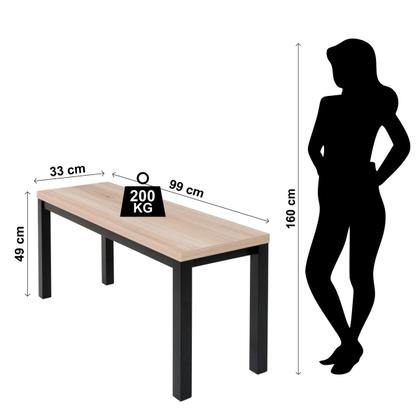 Imagem de Conjunto mesa jogo sala jantar ciplafe flex com 1 banco mega e 2 cadeiras jade tubo preto fosco tampo madeira bp carvalho montreal 1,10m x 0,72m