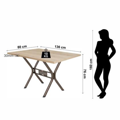 Imagem de Conjunto mesa jogo sala jantar ciplafe karina 6 cadeiras tubo branco tampo madeira bp carvalho montreal 1,36m assento estofado