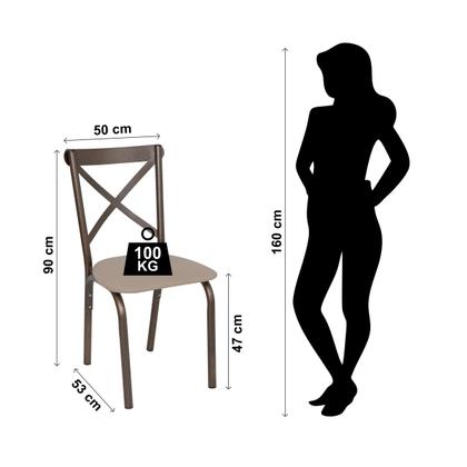 Imagem de Conjunto mesa jogo sala jantar ciplafe karina 6 cadeiras tubo branco tampo madeira bp carvalho montreal 1,36m assento estofado