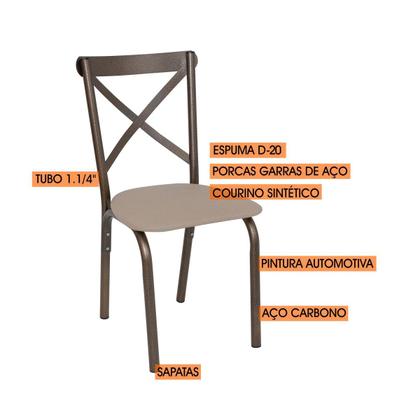 Imagem de Conjunto Mesa Jogo Sala Jantar Ciplafe Karina x 6 Cadeiras Tubo Branco Tampo Madeira bp Amendoa 1,36m Assento Estofado