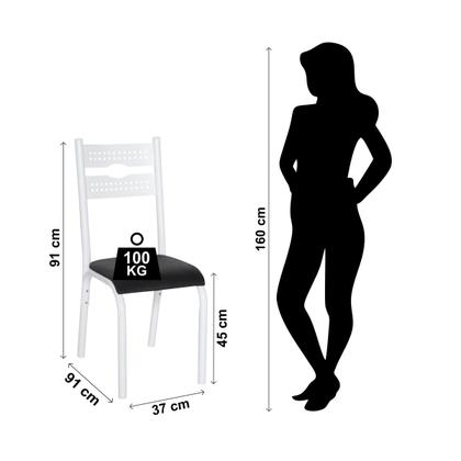 Imagem de Conjunto mesa jogo sala jantar ciplafe luna slim tampo vidro incolor 0,90m redondo com 4 cadeiras tubo branco assento estofado