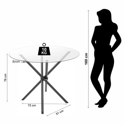 Imagem de Conjunto mesa jogo sala jantar ciplafe luna slim tampo vidro incolor 0,90m redondo com 4 cadeiras tubo branco assento estofado